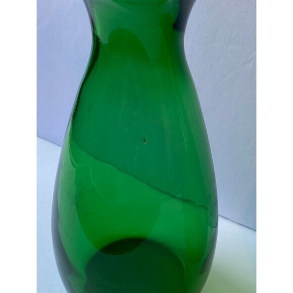 Set Of 2 Anchor Hocking Green Glass Vases With Wavy Rims - Picture 4 of 11